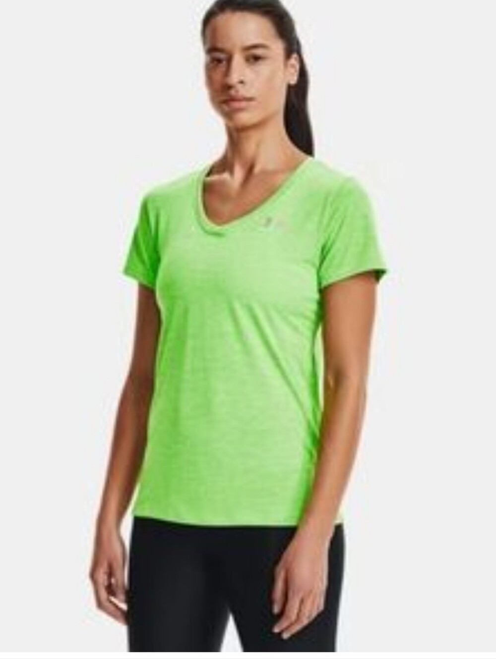 Under Armour Women's Neon Green V-Neck Short Sleeve Tee